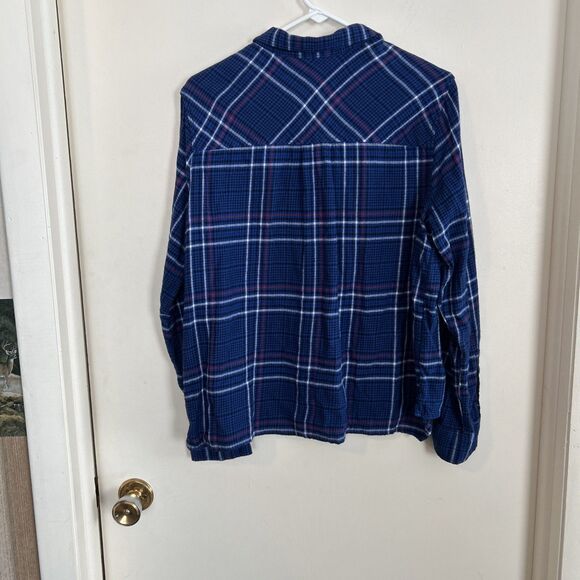 Arizona Jeans Co Button Up Shirt Women’s XL Blue Plaid Flannel Long Sleeves - Picture 5 of 7